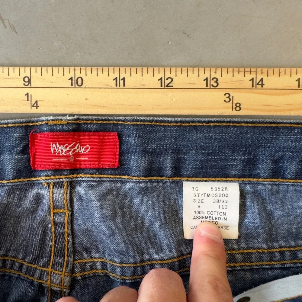 Mossimo Mens Distressed Baggy Straight Leg Blue Denim Jeans 38x32